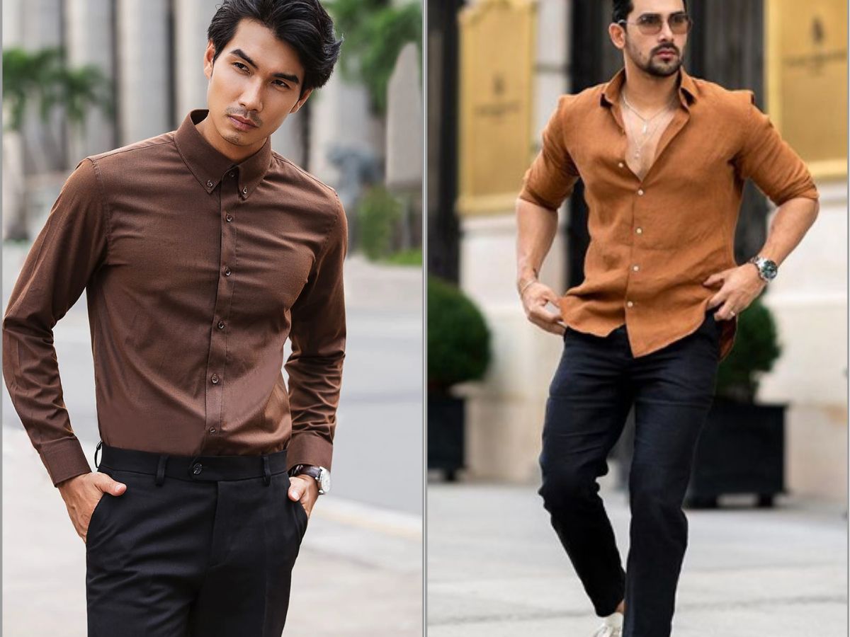 Áo sơ mi nâu và quần tây