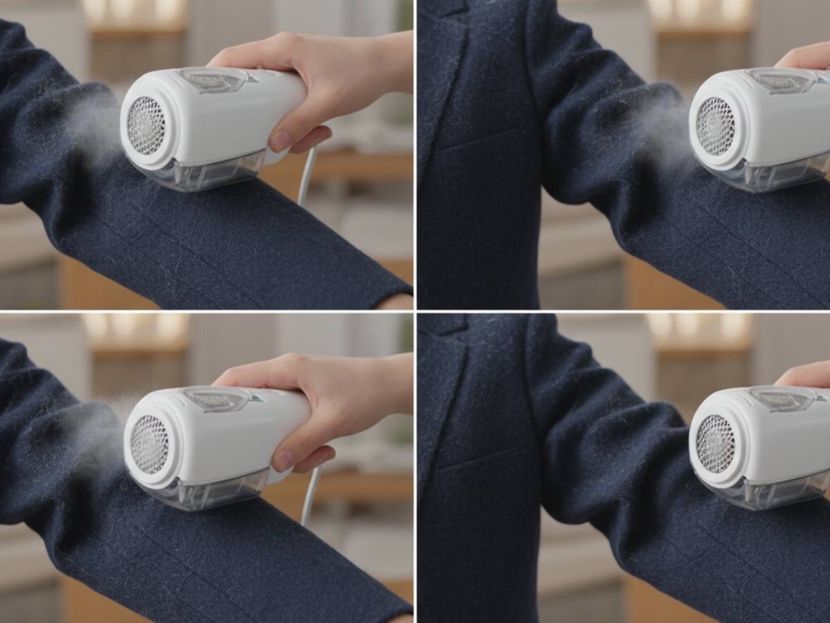 Sử dụng máy cắt xù lông trên thân áo khoác