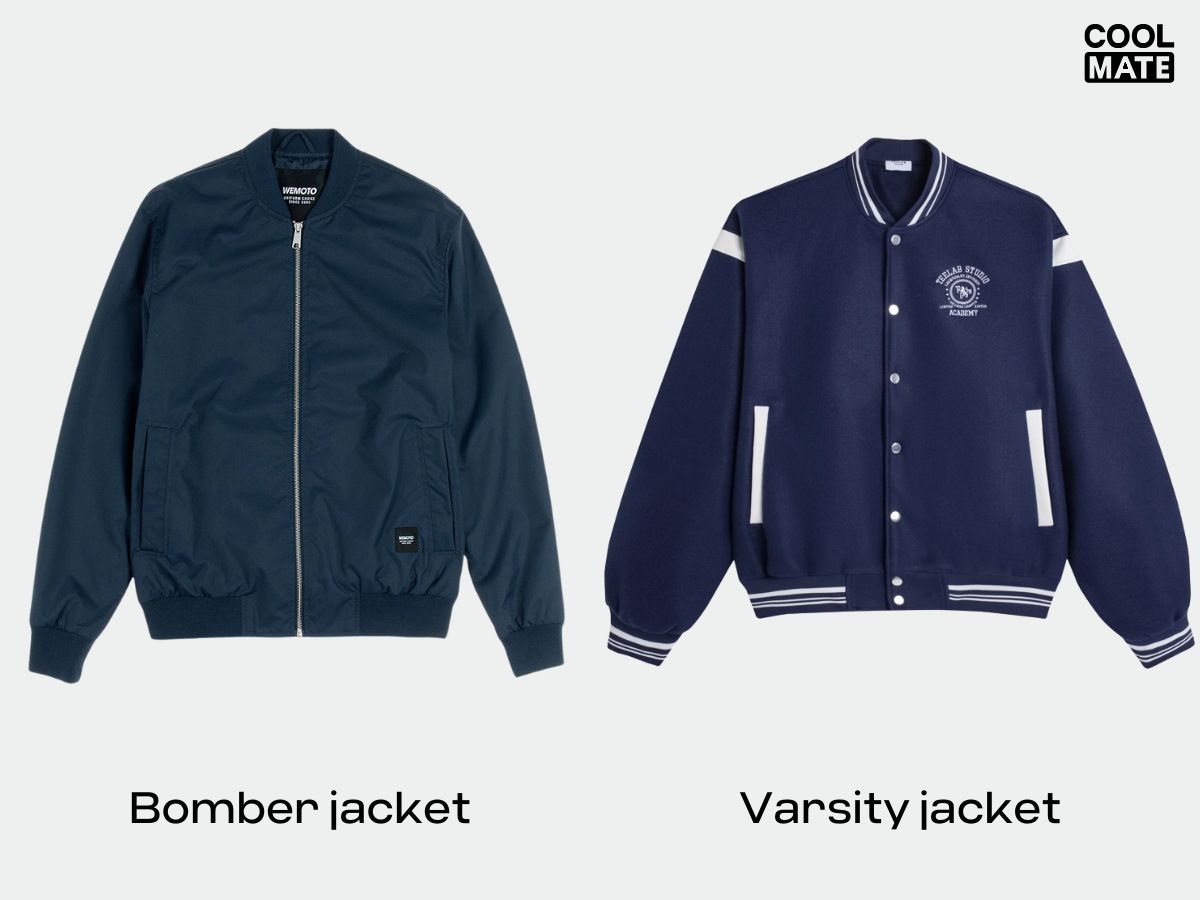 Chất liệu đặc trưng của áo bomber và áo varsity khác nhau