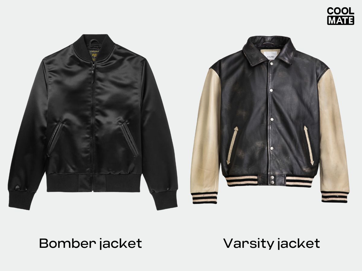 Phân biệt bomber và varsity jacket qua màu sắc tay áo