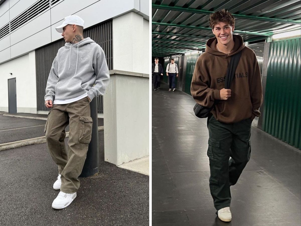 Quần túi hộp cùng giày thể thao năng động, cá tính