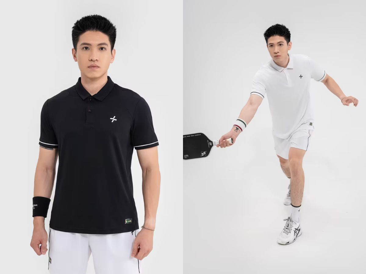 Phối áo polo thể thao cùng quần short co giãn 