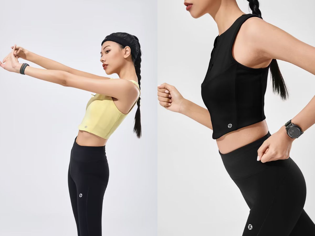 Phối áo croptop phối với quần legging hoặc quần short cạp cao