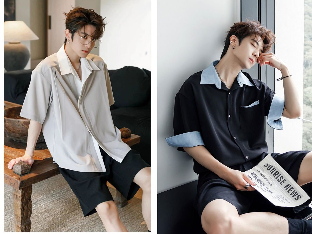 Sơ mi Hàn Quốc phối quần short, tạo vẻ ngoài năng động và thoải mái cho những ngày hè