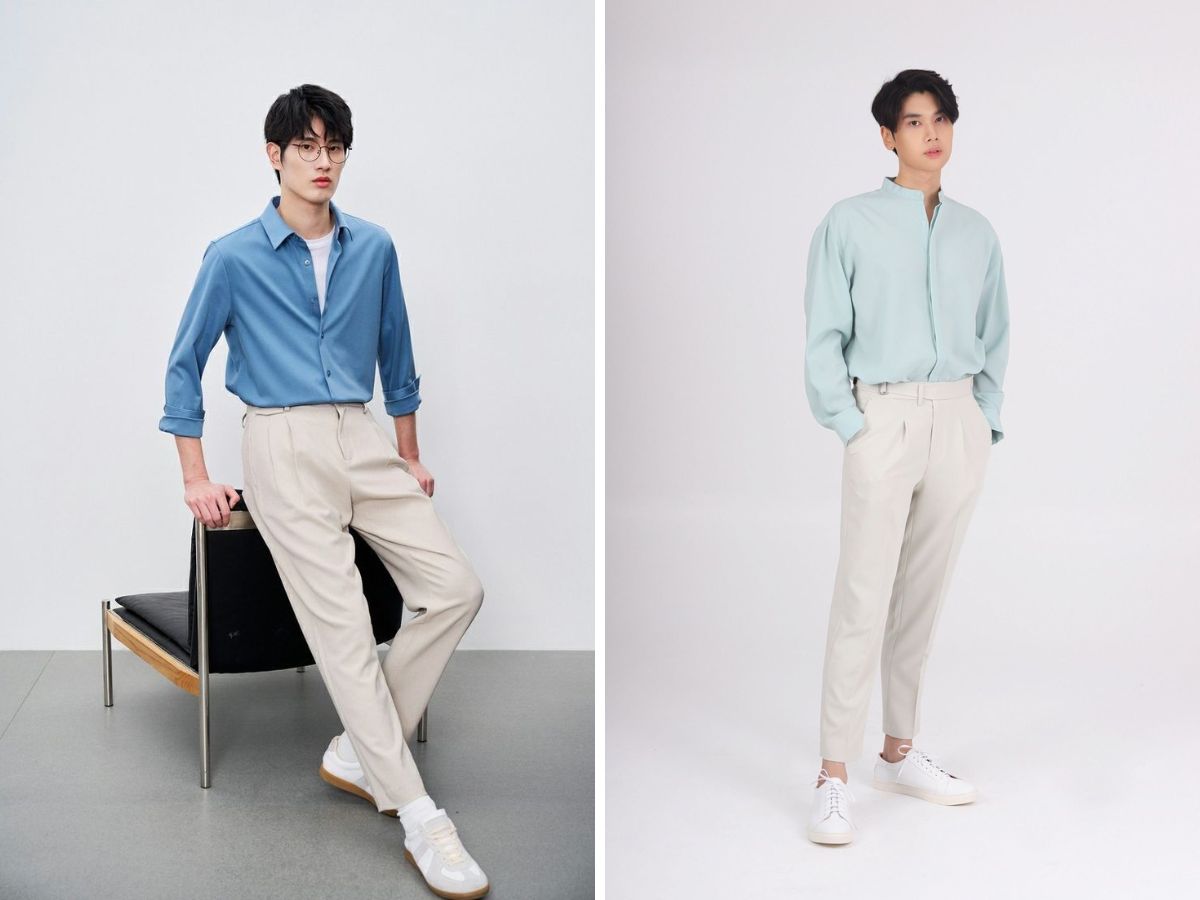 Kết hợp áo sơ mi Hàn Quốc với quần tây, hoàn hảo cho các dịp trang trọng