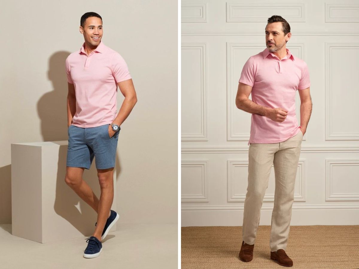 Bạn có thể phối áo polo hồng với nhiều kiểu quần khác nhau
