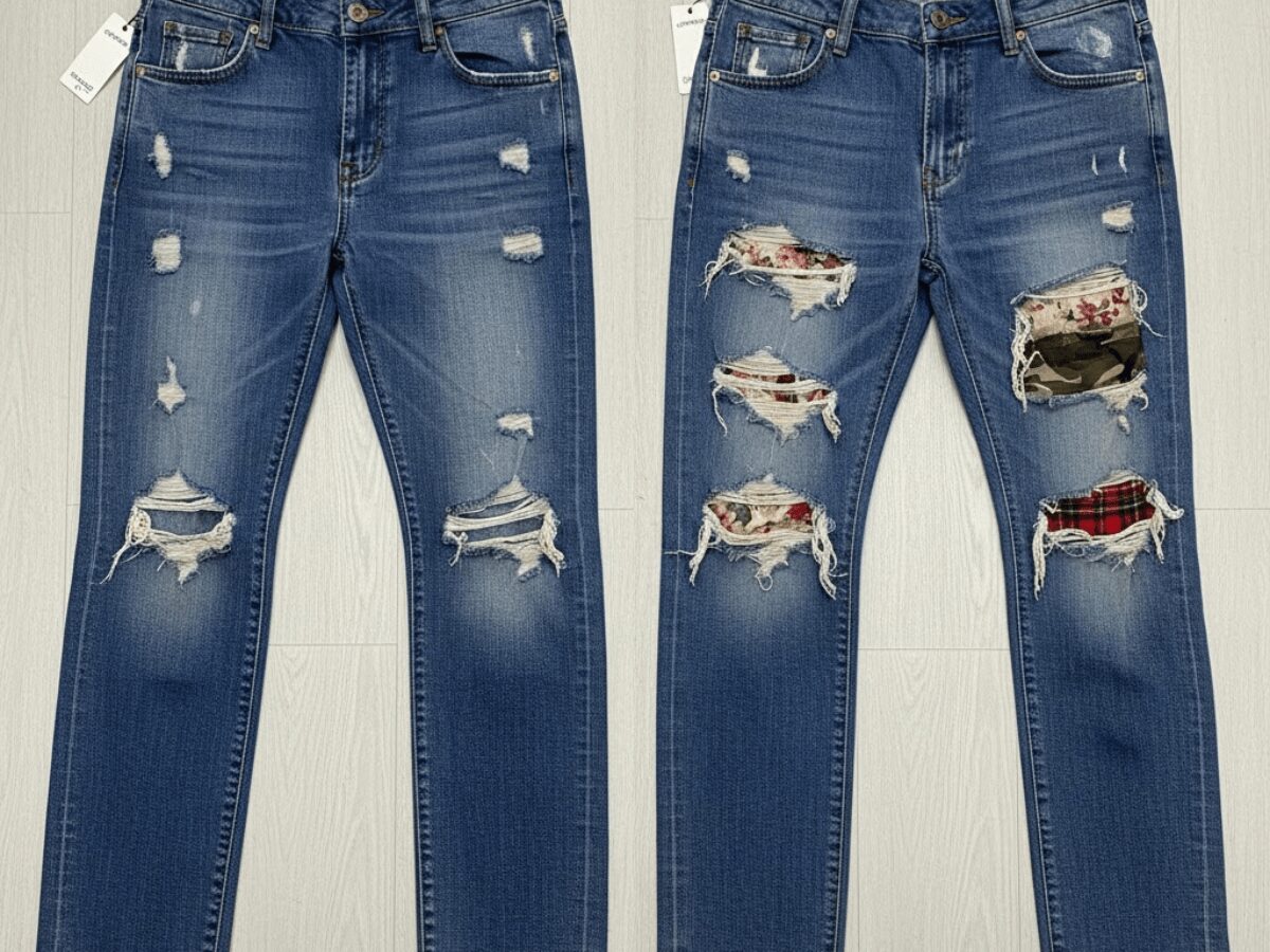 Kiểu rách trên quần jeans 