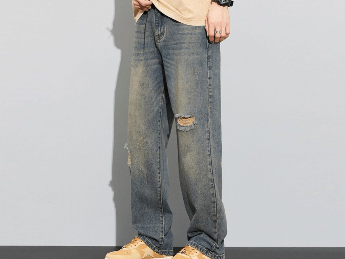 Quần jeans nam rách gối