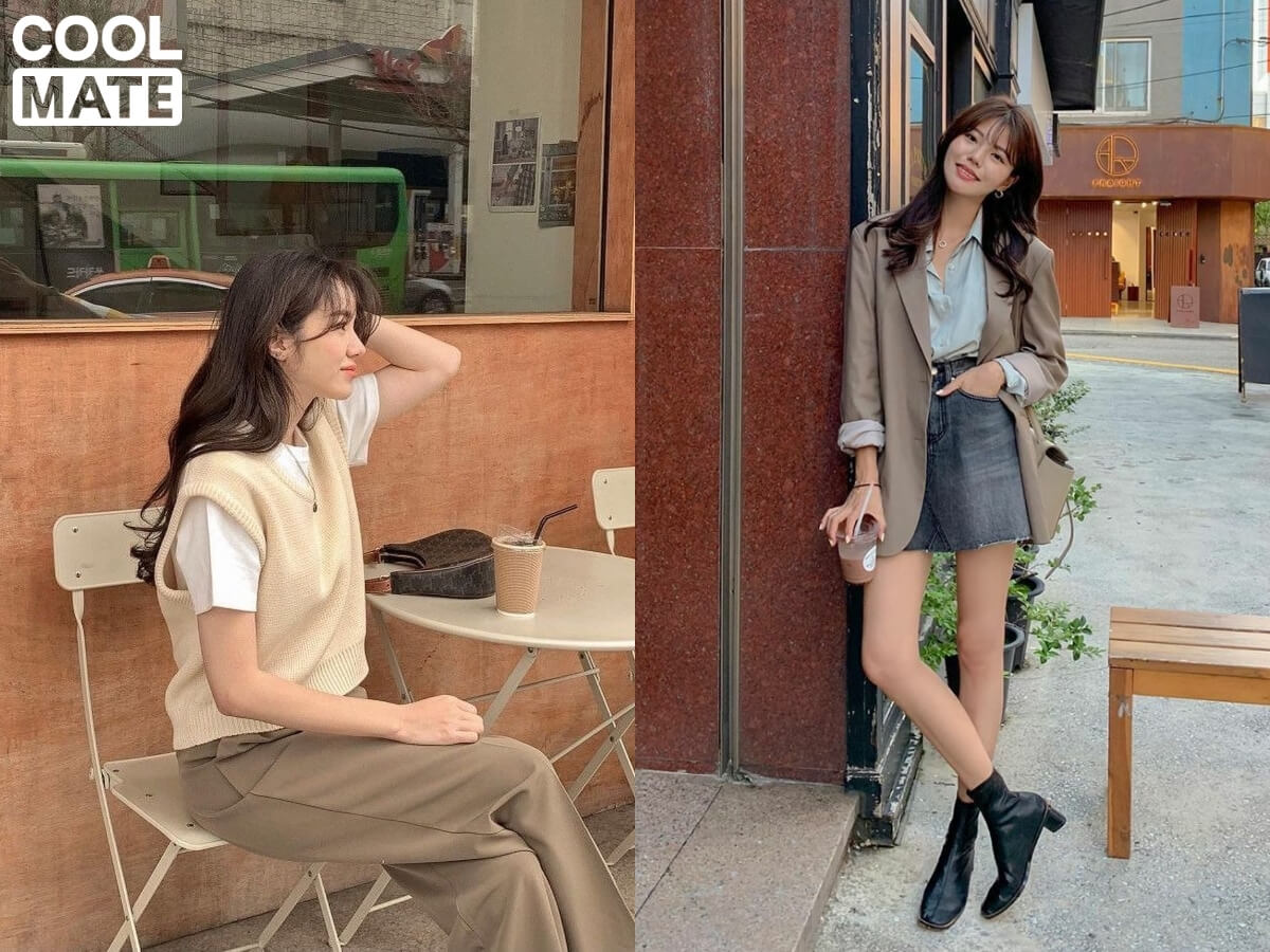 Kết hợp áo sơ mi hoặc áo thun và áo len gile/áo khoác