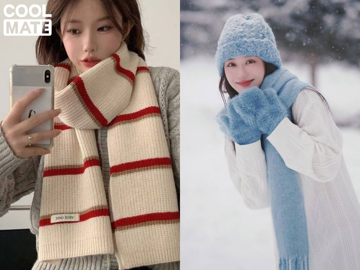 Khăn mỏng và mũ gọn giúp nữ thấp trông thanh thoát hơn