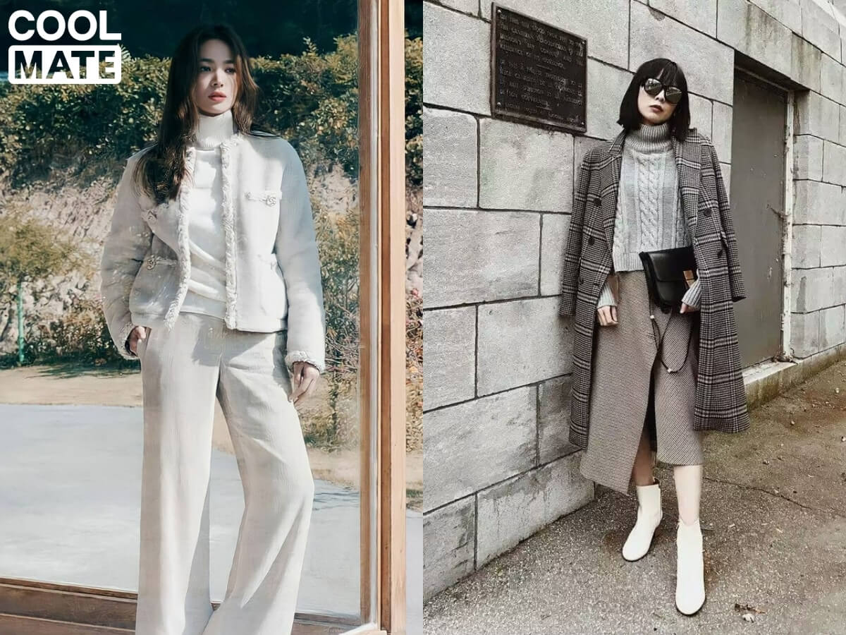 Phối đồ với tông màu đơn sắc và họa tiết nhỏ, kẻ dọc