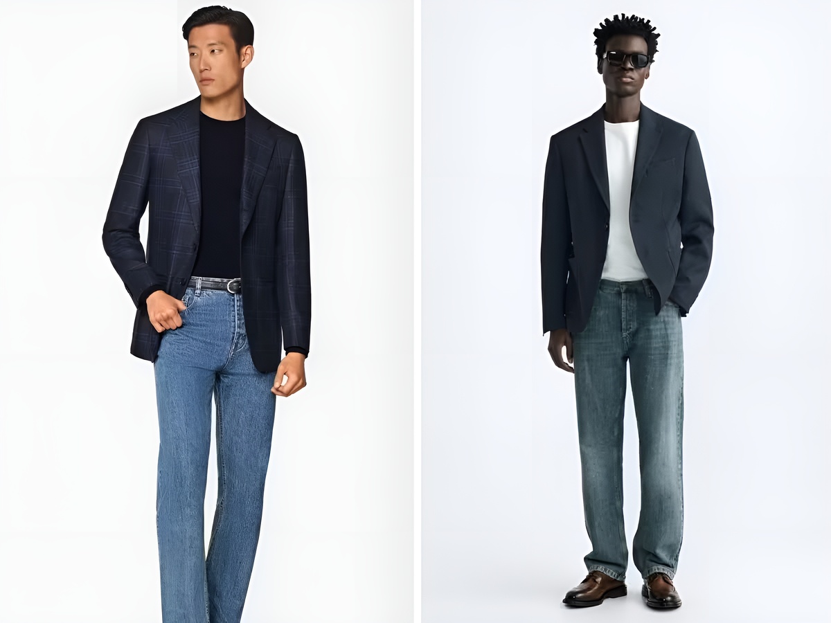 Suit jacket kết hợp với quần jean tạo sự phá cách và cá tính