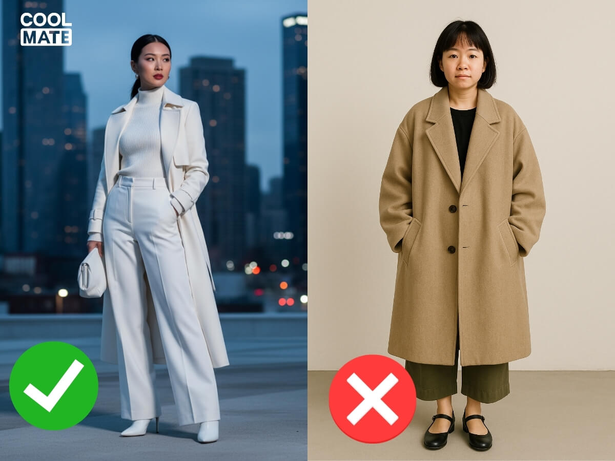 Phối đồ công sở mùa đông theo dáng người thấp