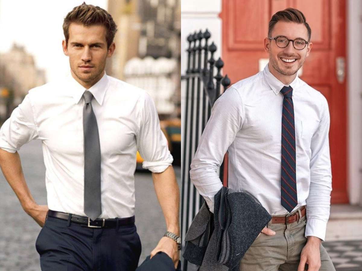 Phối cà vạt với áo sơ mi trắng theo từng cổ áo khác nhau