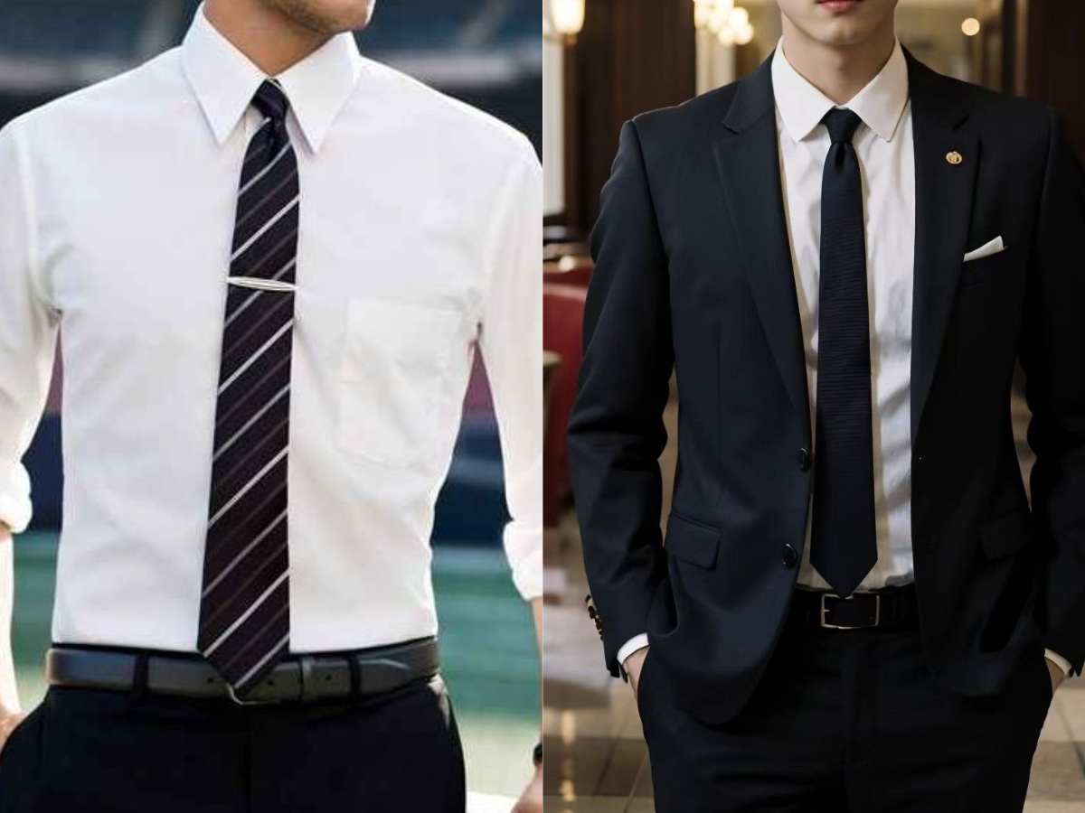 Phối cà vạt với kẹp cà vạt và pocket square