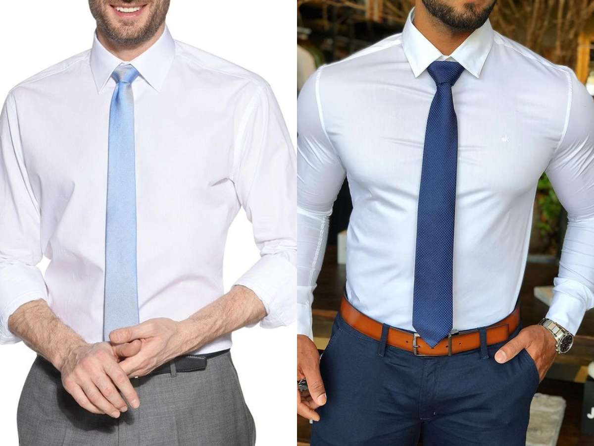 Phối áo sơ mi trắng với cà vạt màu xanh
