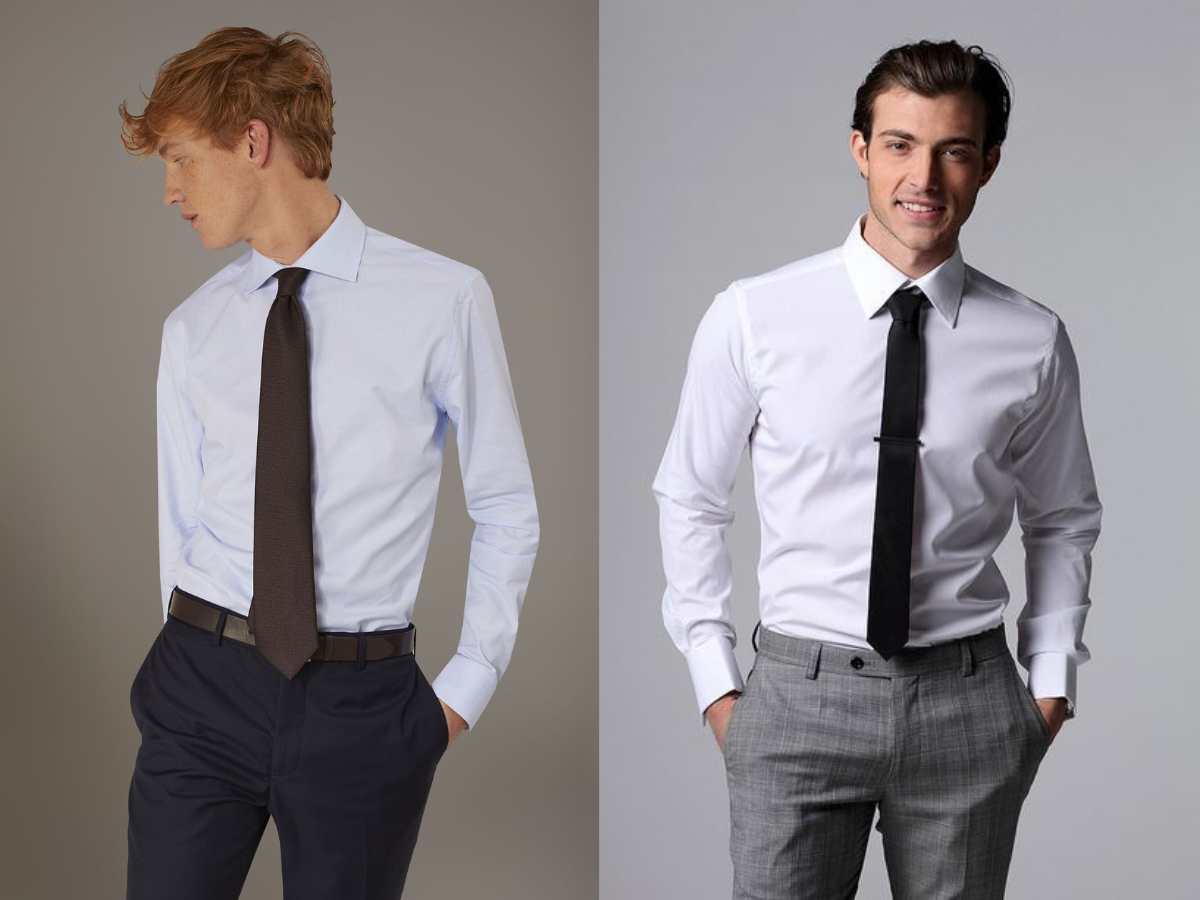 Phối áo sơ mi trắng với cà vạt màu đen, xám