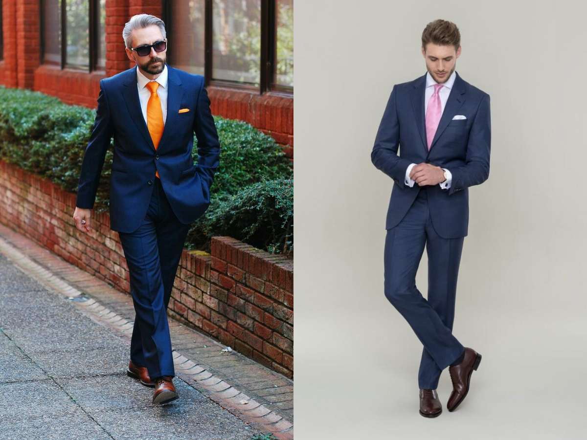 Phối áo sơ mi trắng và cà vạt màu cam, hồng