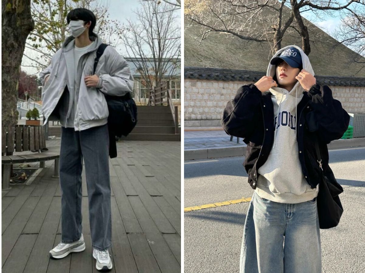 Phong cách Năng động/Streetwear với quần ống rộng mùa đông