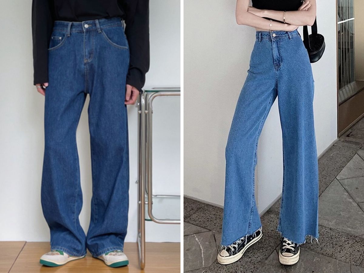 Quần jean ống rộng dày dặn có khả năng cản gió tốt, rất phù hợp cho mùa đông