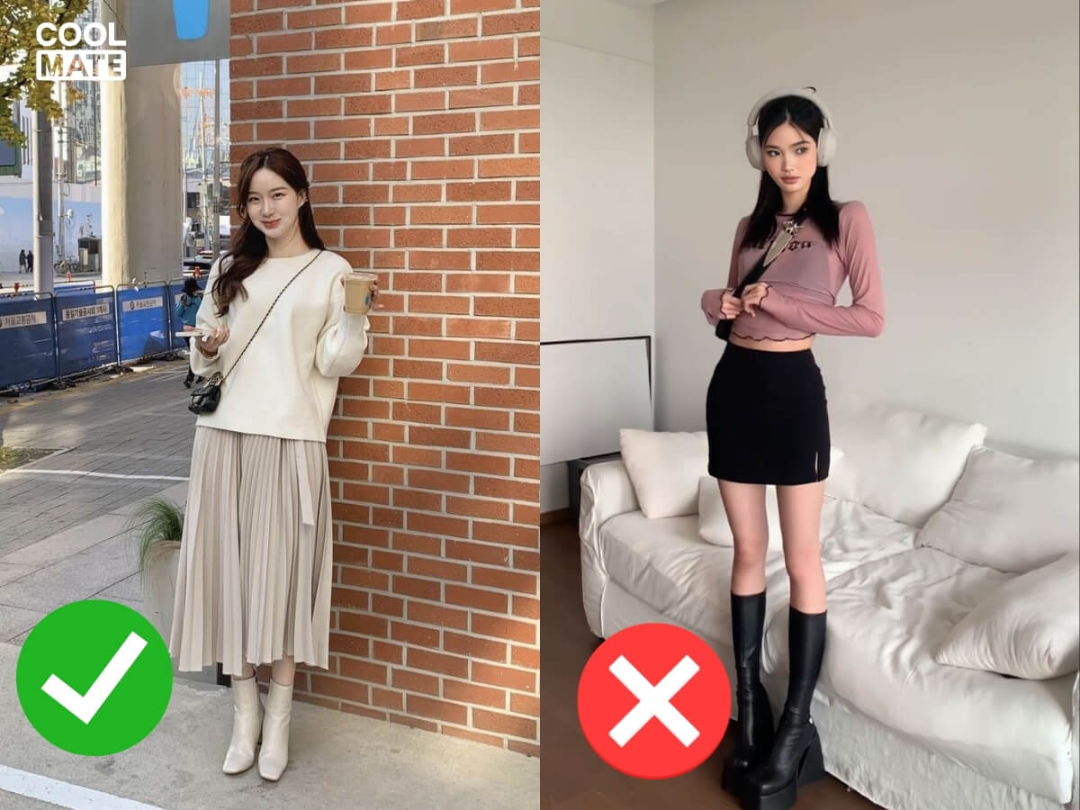 Mix đồ mùa đông với chân váy cho dáng người cao gầy