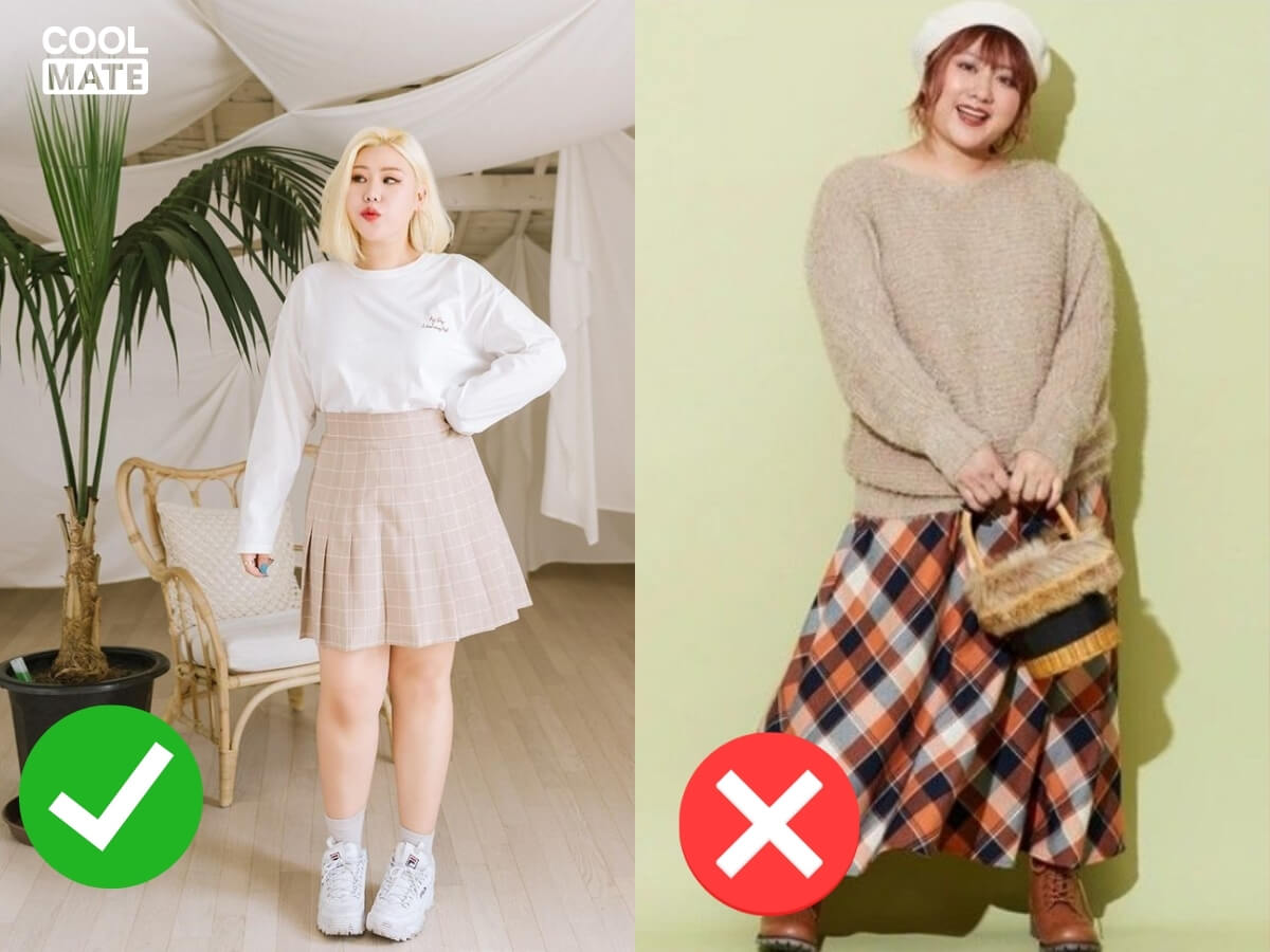 Mix đồ mùa đông với chân váy cho dáng người mũm mĩm