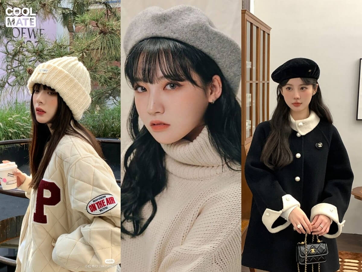 Mũ len năng động, mũ nồi và beret cổ điển nữ tính, vừa giữ ấm vừa hoàn thiện phong cách mùa đông