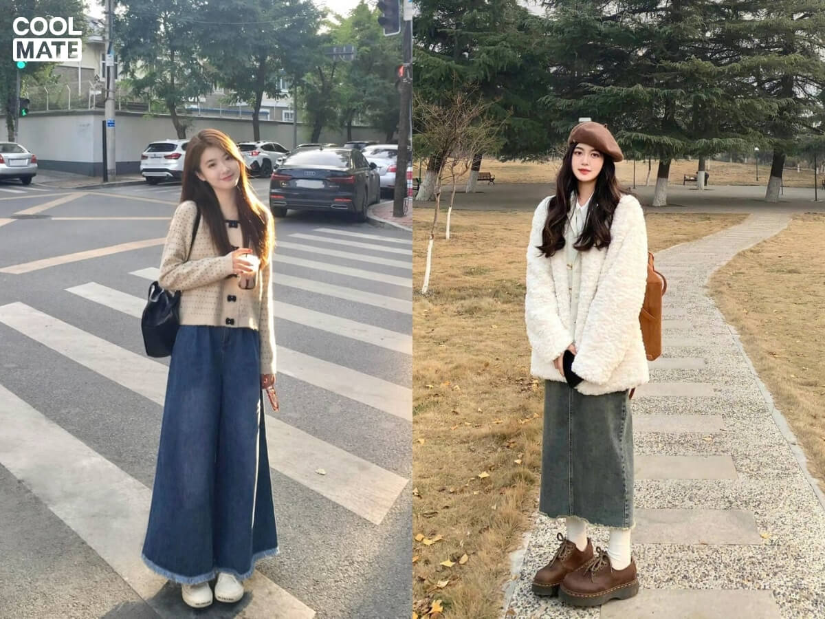 Chân váy jean dày