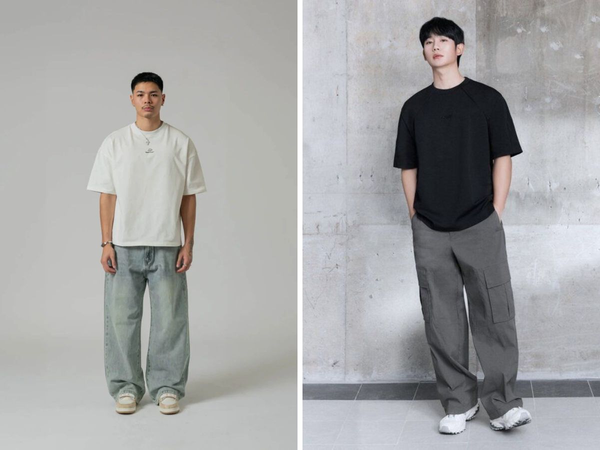 Quần jean, kaki đều có thể phối cùng áo thun tay lỡ nam