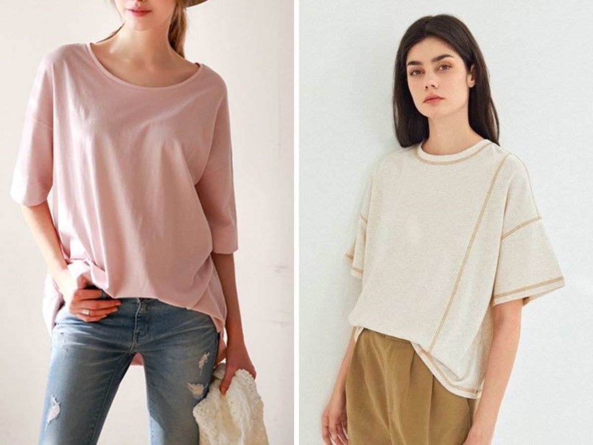 Chị em có thể chọn quần hoặc chân váy cho outfit với áo tay lỡ