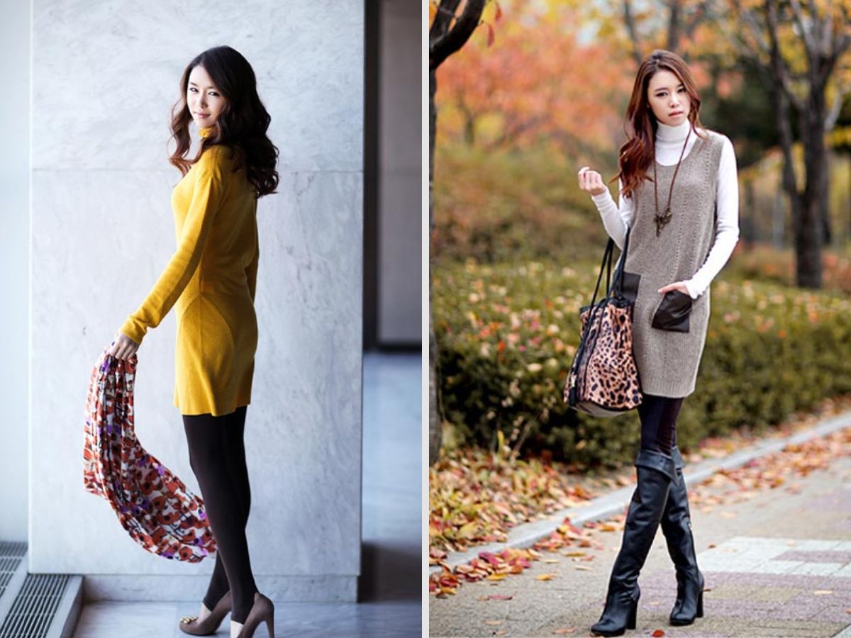 Quyến rũ, ấm áp cùng Legging và váy len