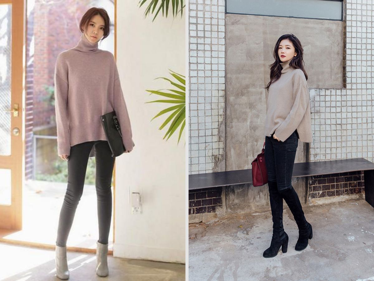 Ấm áp, kinh điển cùng Legging và Áo len oversized
