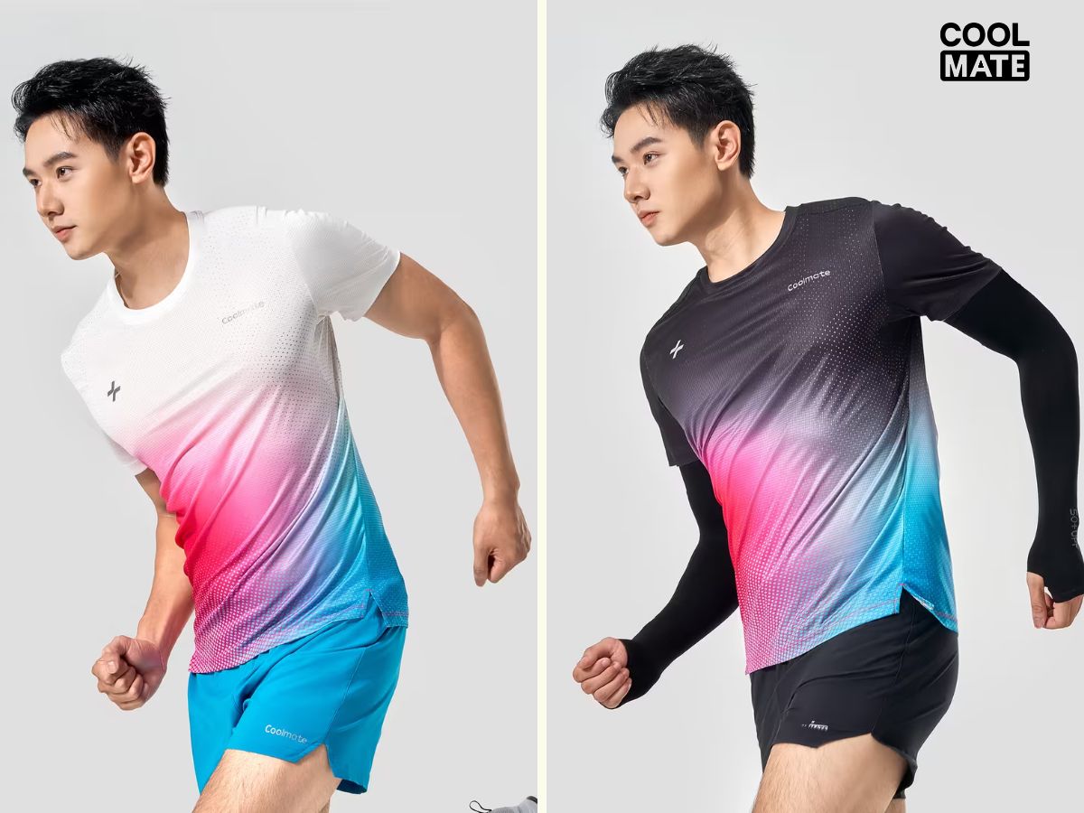 Lên đồ chạy bộ ổn áp với áo thun và quần short Coolmate