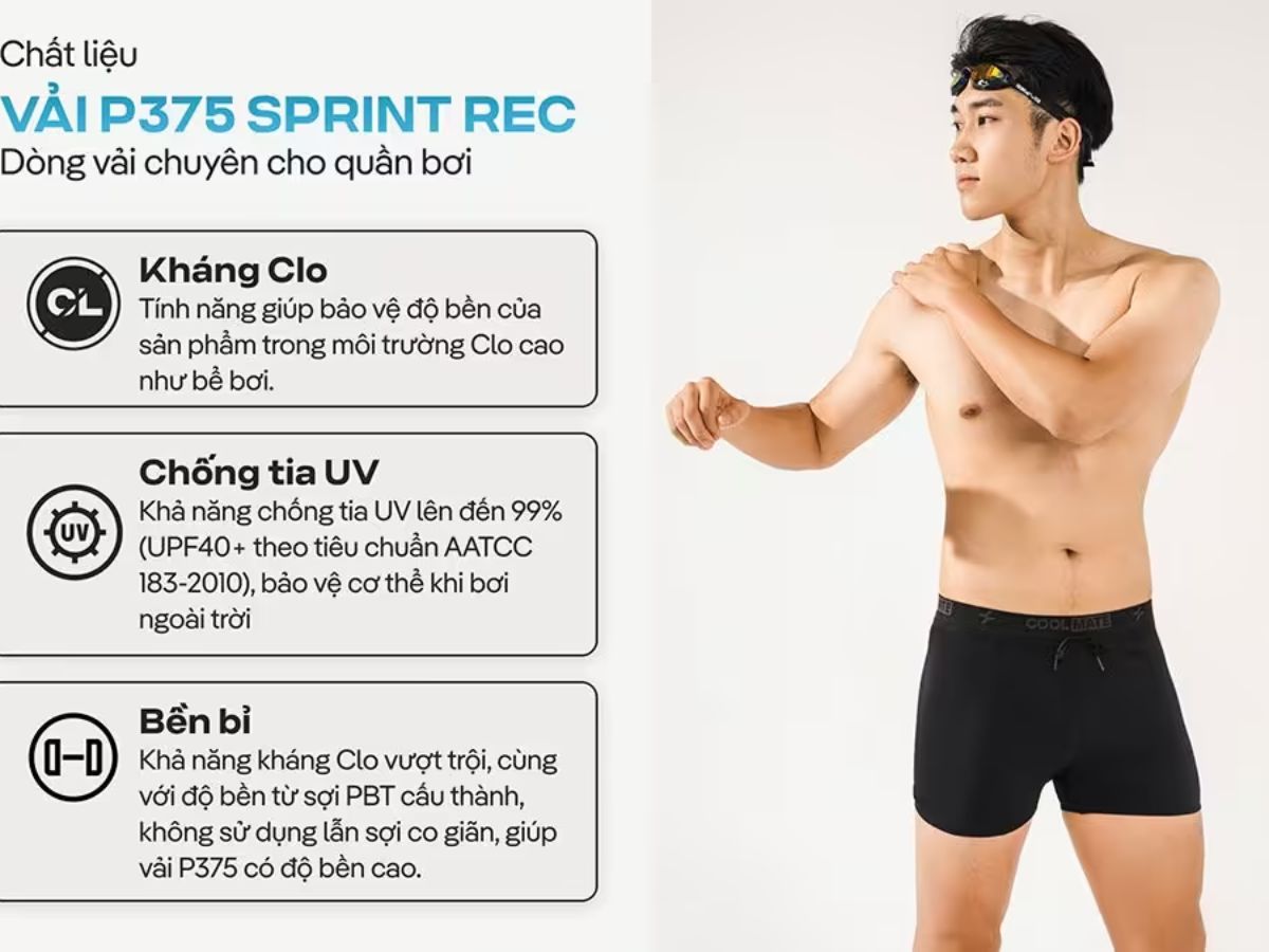 Quần bơi Trunk Summer Cool 3.5 inch cạp rời được làm từ chất liệu vải P375 Sprint Rec