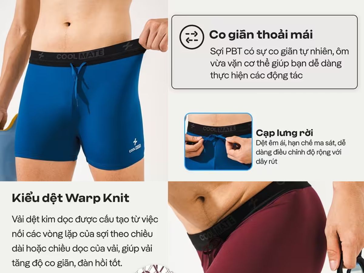 Dáng boxer với chiều dài 3.5 inch giúp tự do vận động không lo vướng víu