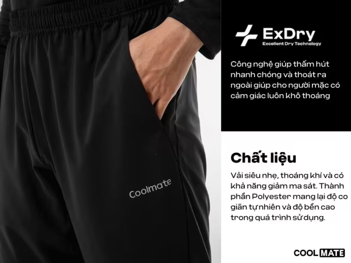 Quần giặt tay hoặc dùng máy ở chế độ nhẹ để bảo vệ vải và cấu trúc công nghệ Ex-Dry/Wicking