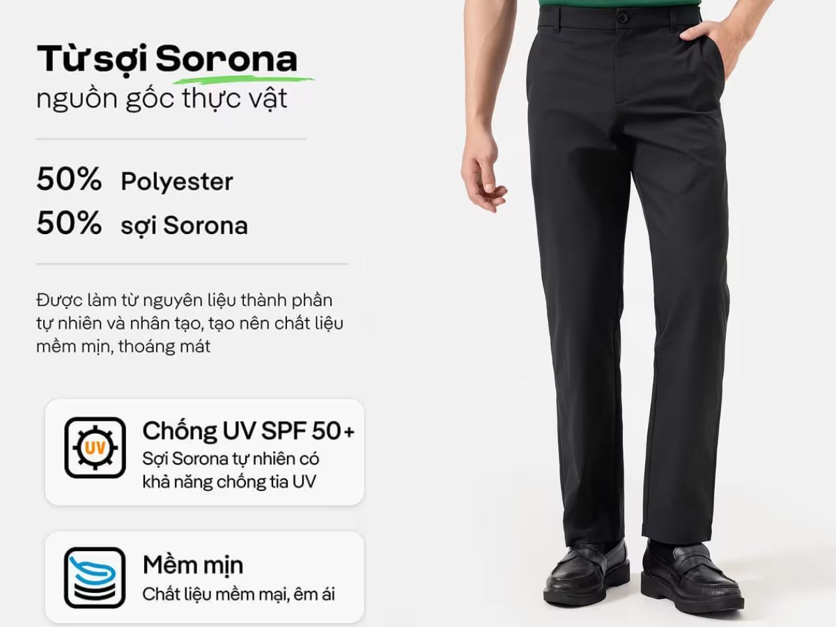 Quần được làm từ chất liệu Sorona cao cấp