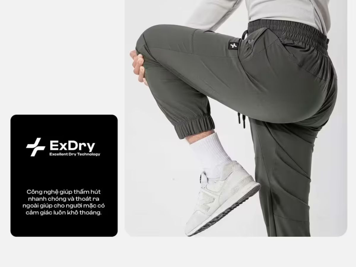 Công nghệ Ex-Dry, cho cảm giác vải mỏng nhẹ, thoáng khí