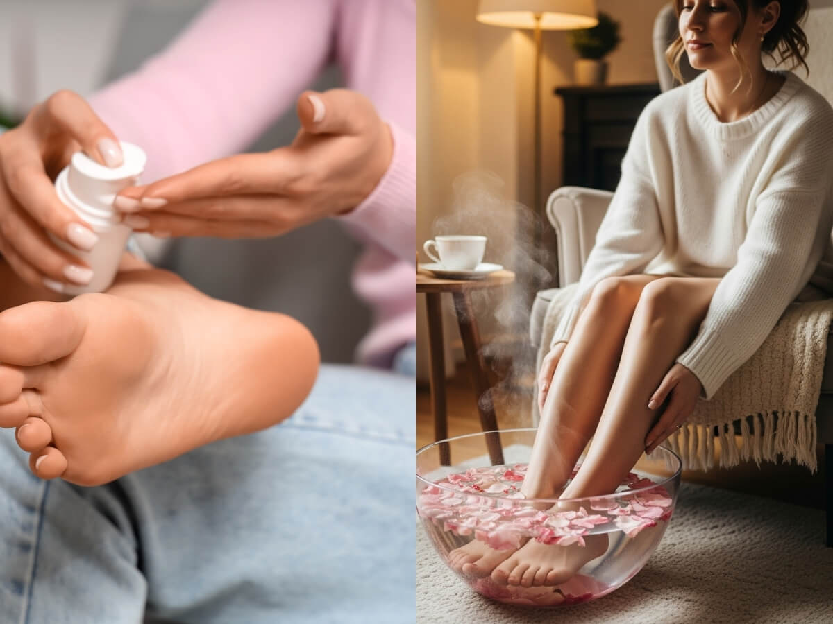 Đi tất sau khi dưỡng ẩm và ngâm chân nước ấm giúp da mềm mại, thư giãn và ngủ ngon hơn