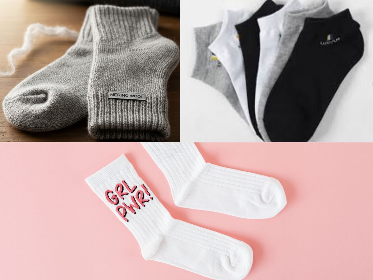 Tất cotton, bamboo hoặc len Merino thoáng khí, hút ẩm tốt, giúp giảm mồ hôi, hạn chế mùi và tạo cảm giác thoải mái khi ngủ