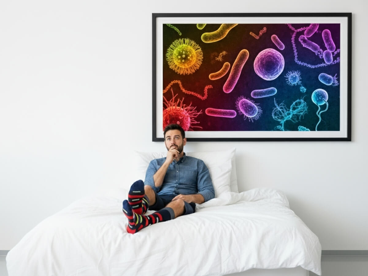 Đi tất khi ngủ giúp bảo vệ da chân, hạn chế nấm, vi khuẩn và bụi bẩn xâm nhập