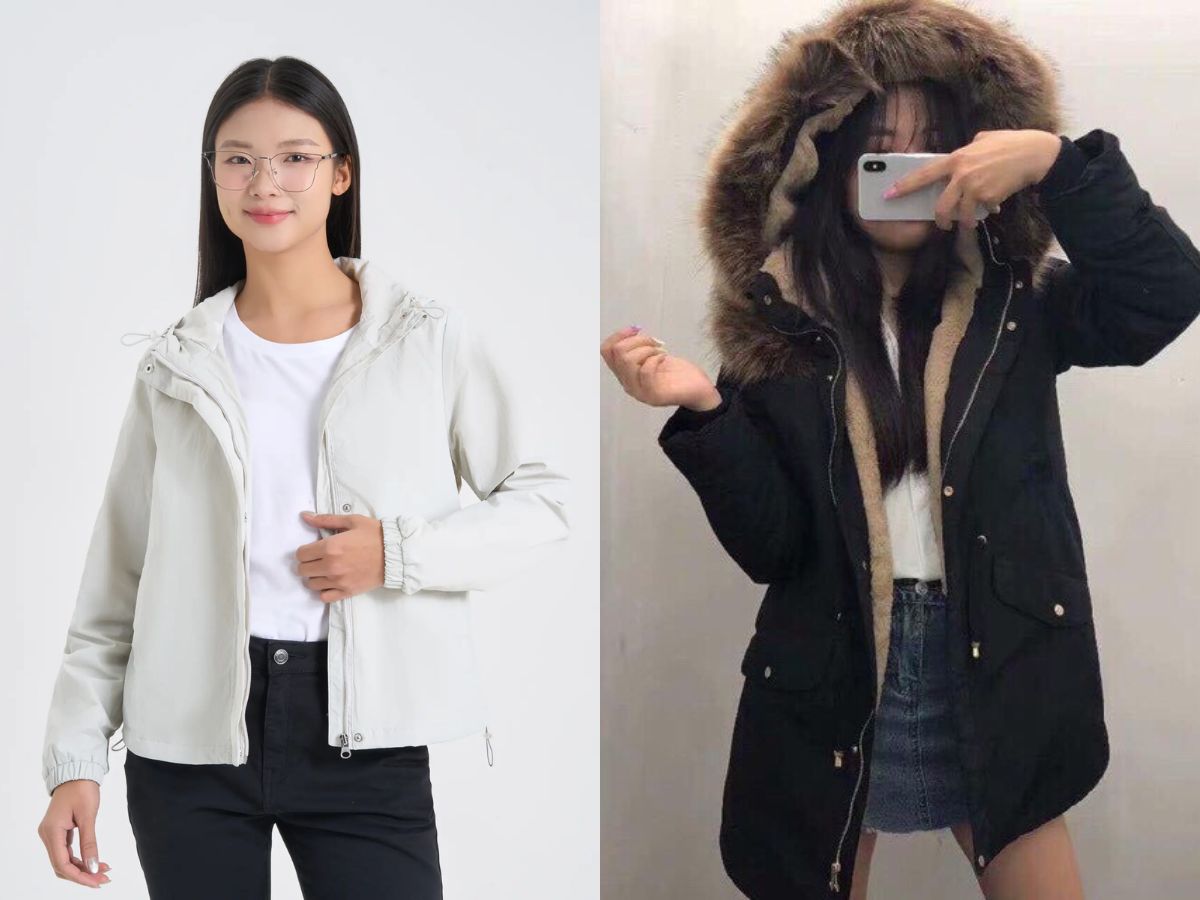 Áo khoác gió/kaki lót lông gọn nhẹ, tiện lợi