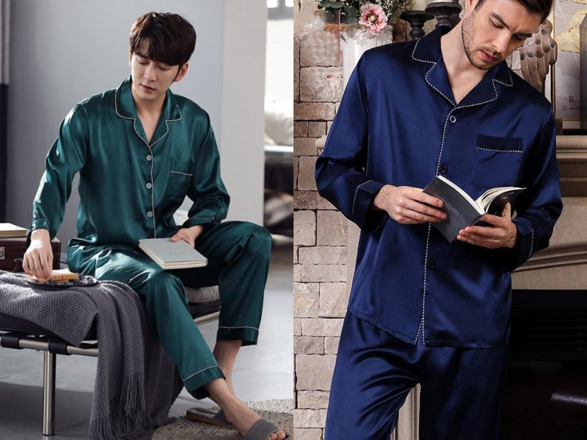 Bộ pijama dài tay, quần dài cổ điển đơn giản mà thanh lịch