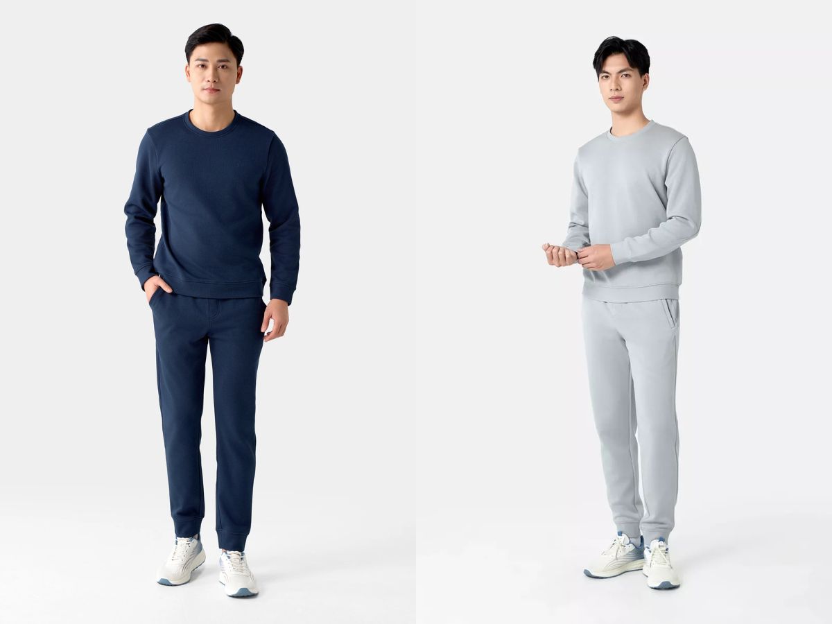 Bộ đồ mặc nhà nỉ hoặc thun dày dặn năng động và giữ ấm tuyệt đối