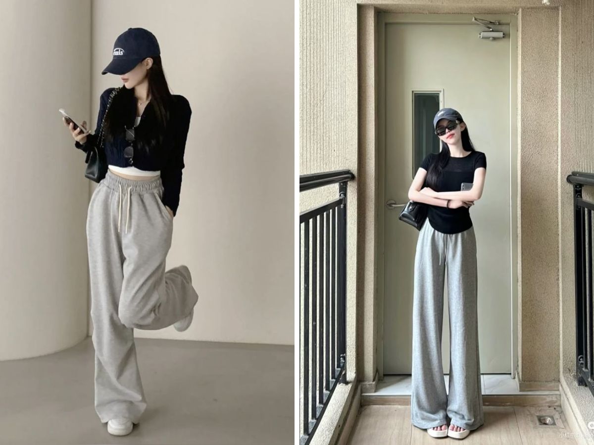 Quần nỉ ống suông cũng giúp chị em lên đồ cực ổn áp