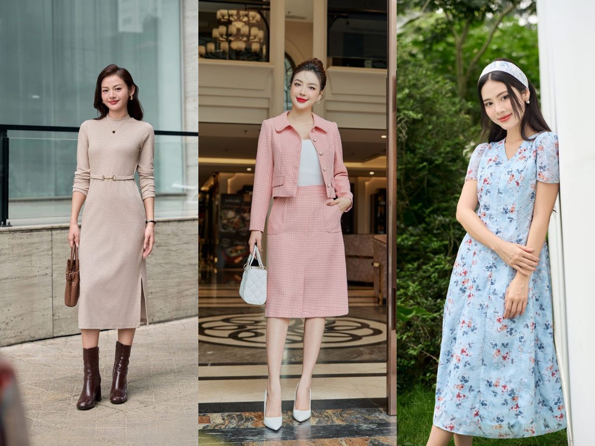 Phối đồ đi đám cưới với các kiểu váy đầm liền thanh lịch
