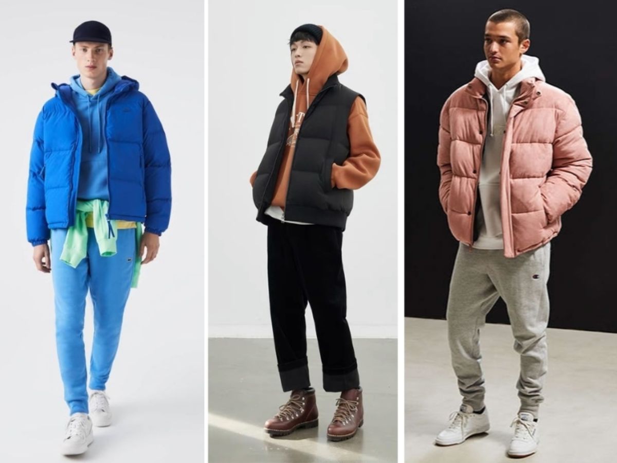 Phối áo khoác phao/Puffer jacket + Hoodie/Sweater