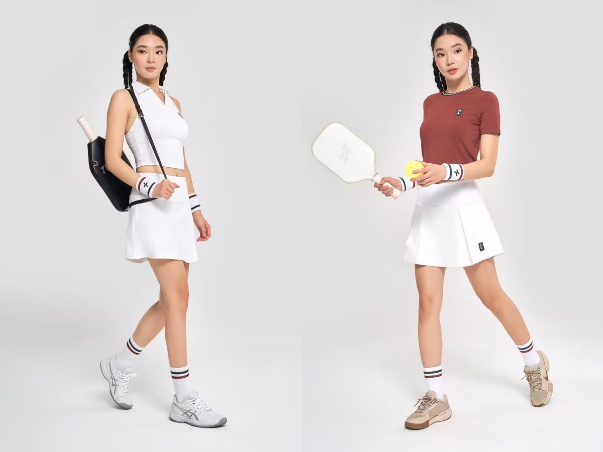 Phối áo Pickleball cùng quần short hoặc chân váy thể thao