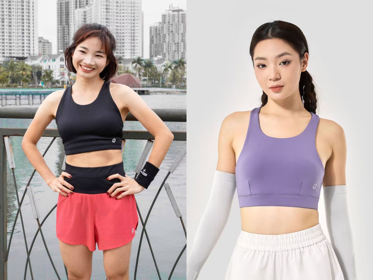 Set áo bra thể thao và quần váy nữ