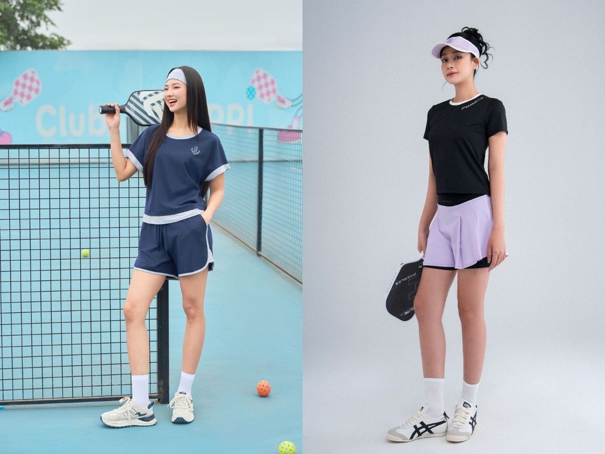 Phối quần pickleball nữ cùng áo tanktop/áo polo và phụ kiện